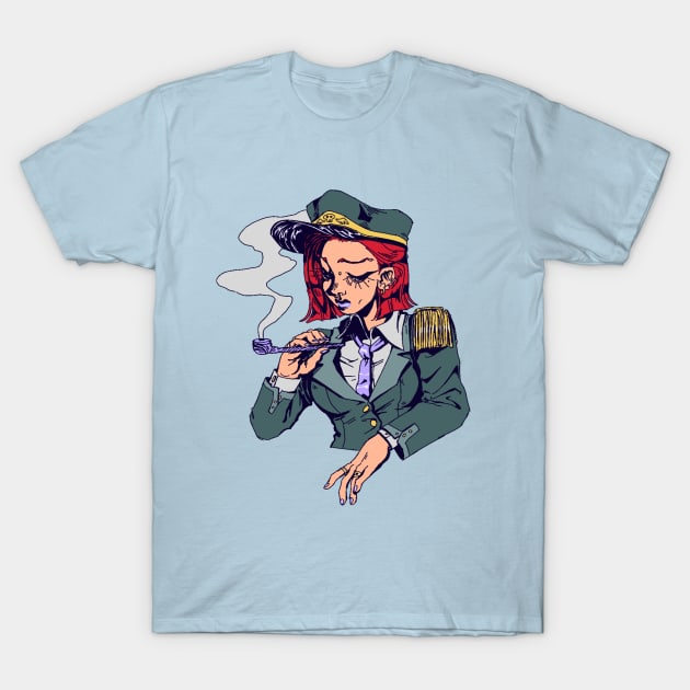 Pipe Smoking Sailor Girl T-Shirt by Ricka Theien's